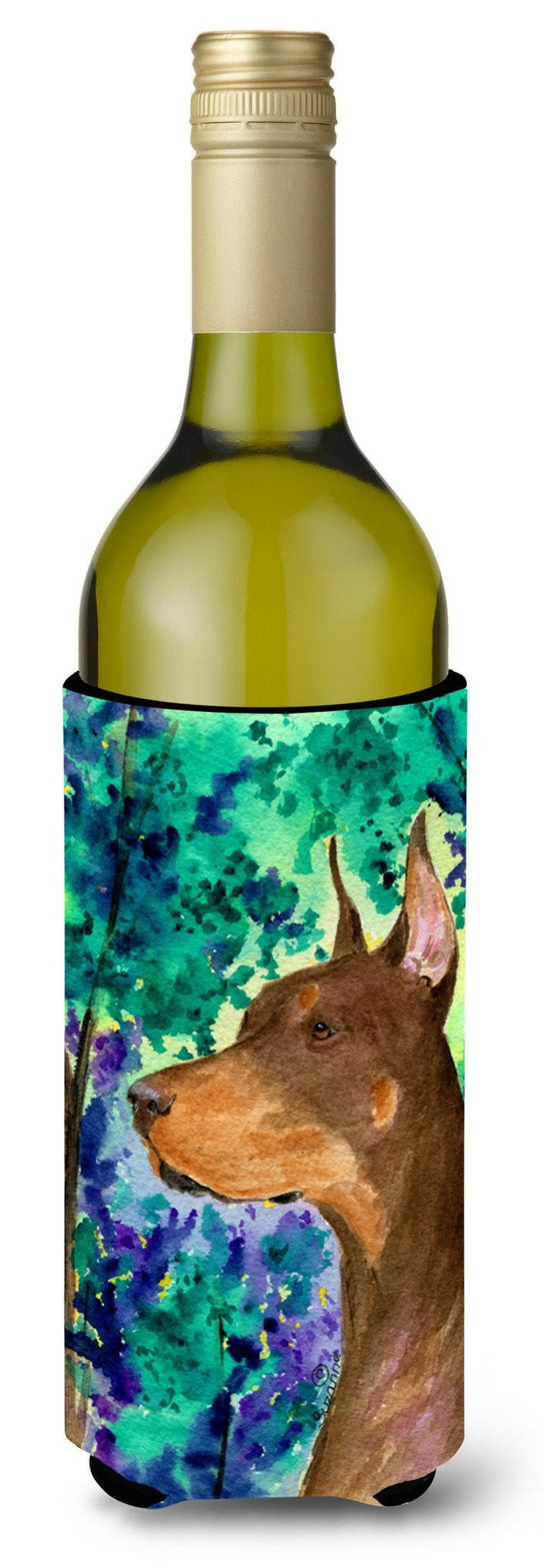 Doberman Wine Bottle Beverage Insulator Beverage Insulator Hugger SS8457LITERK by Caroline&#39;s Treasures
