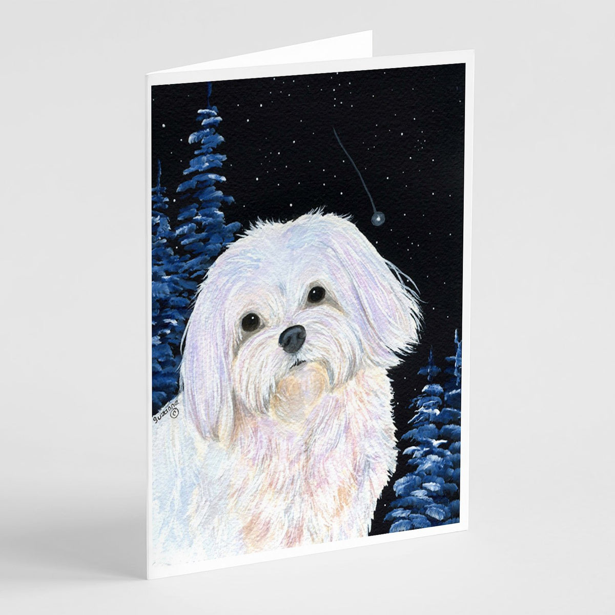 Buy this Starry Night Maltese Greeting Cards and Envelopes Pack of 8