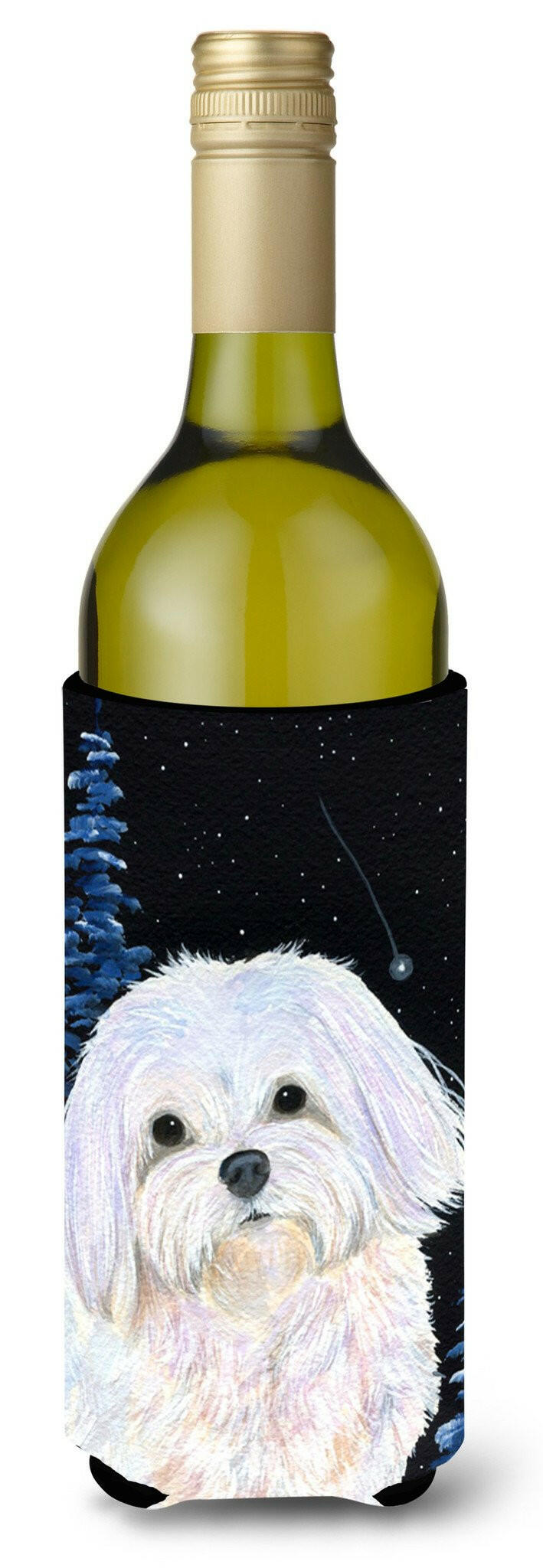 Starry Night Maltese Wine Bottle Beverage Insulator Beverage Insulator Hugger SS8460LITERK by Caroline&#39;s Treasures