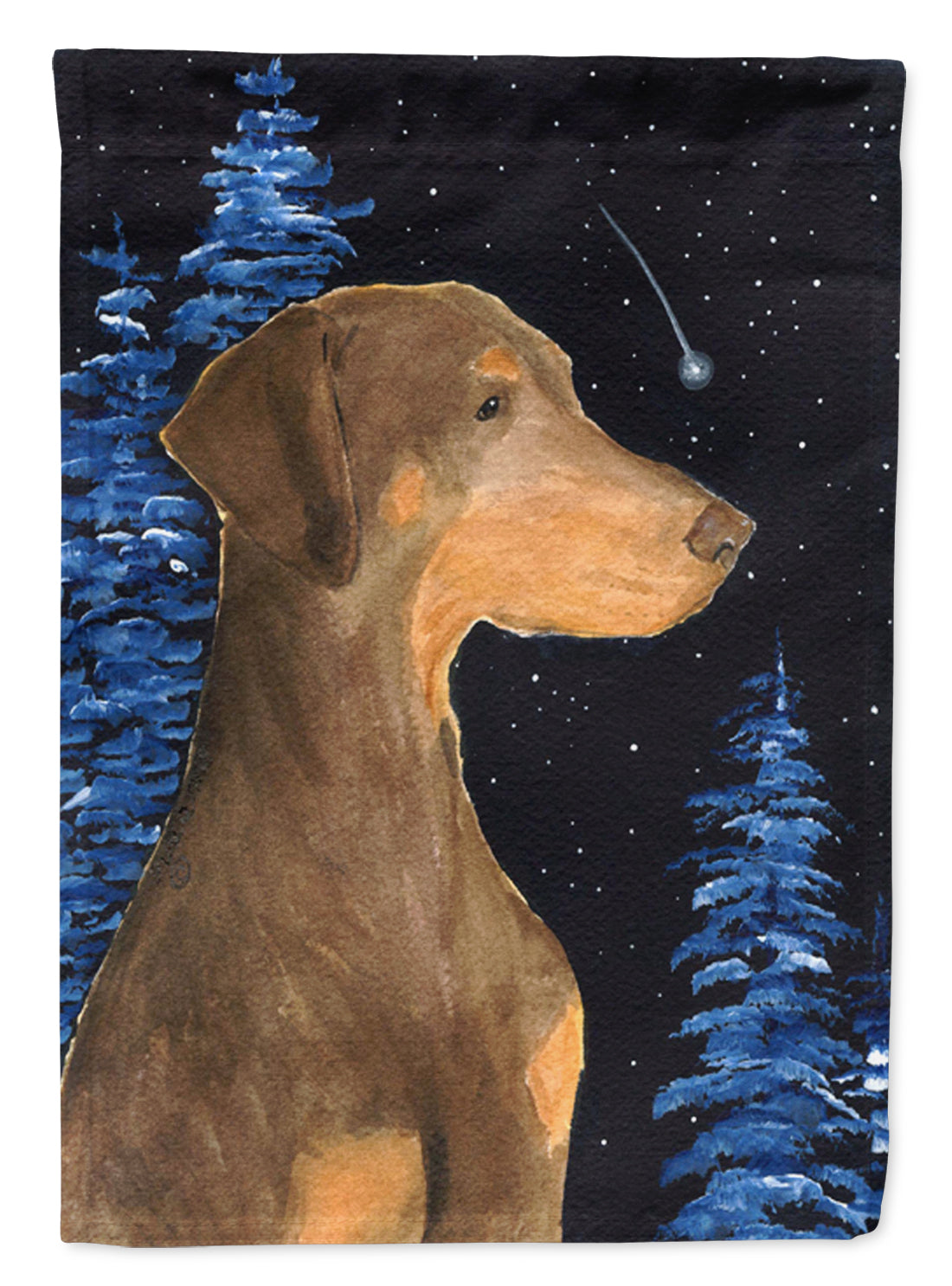 Starry Night Doberman Flag Canvas House Size  the-store.com.