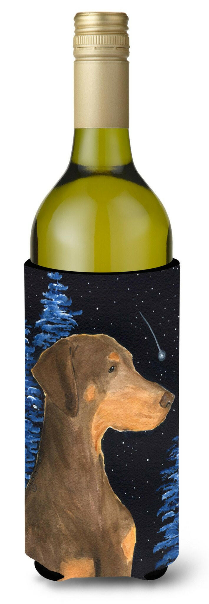 Starry Night Doberman Wine Bottle Beverage Insulator Beverage Insulator Hugger by Caroline&#39;s Treasures