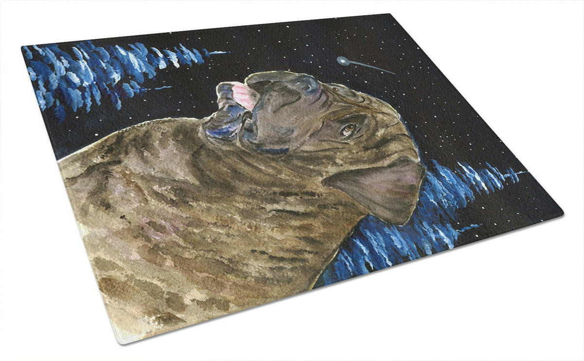 Starry Night Mastiff Glass Cutting Board Large by Caroline&#39;s Treasures