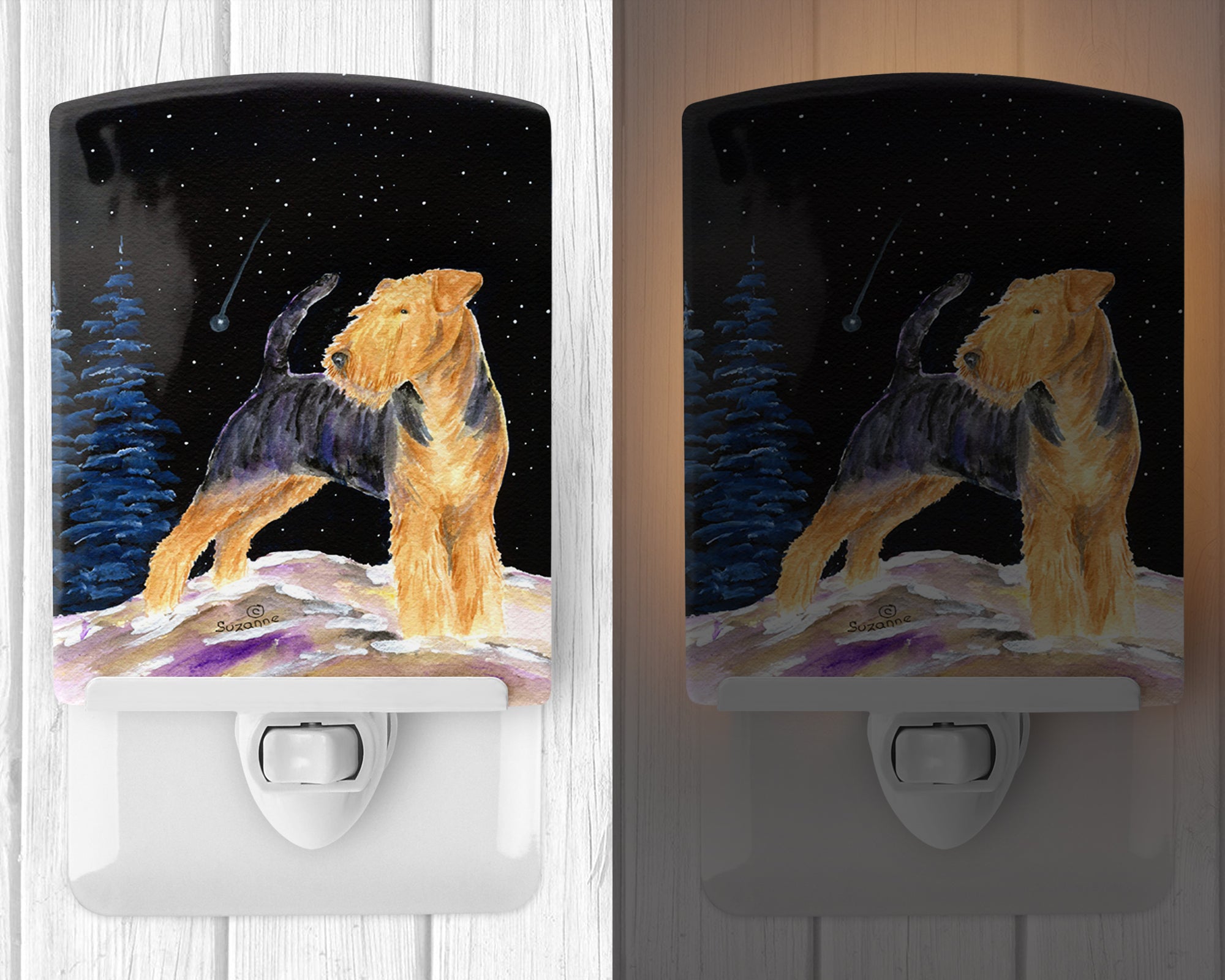 Starry Night Welsh Terrier Ceramic Night Light SS8464CNL - the-store.com