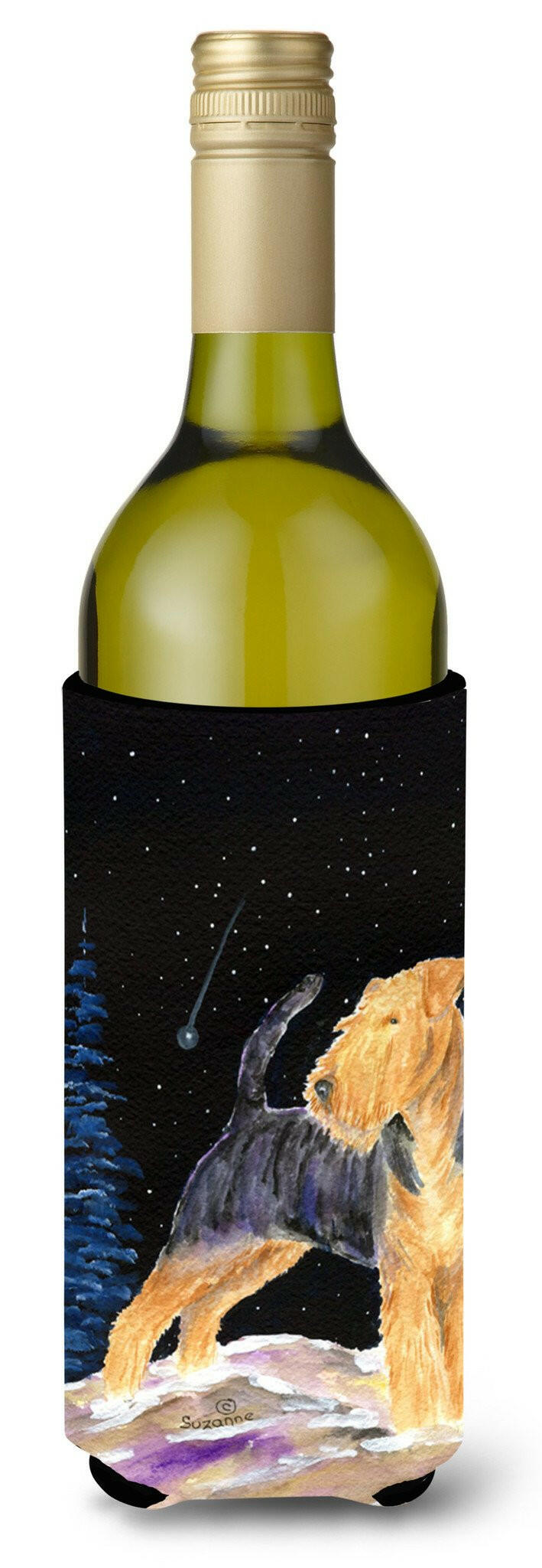 Starry Night Welsh Terrier Wine Bottle Beverage Insulator Beverage Insulator Hugger by Caroline&#39;s Treasures