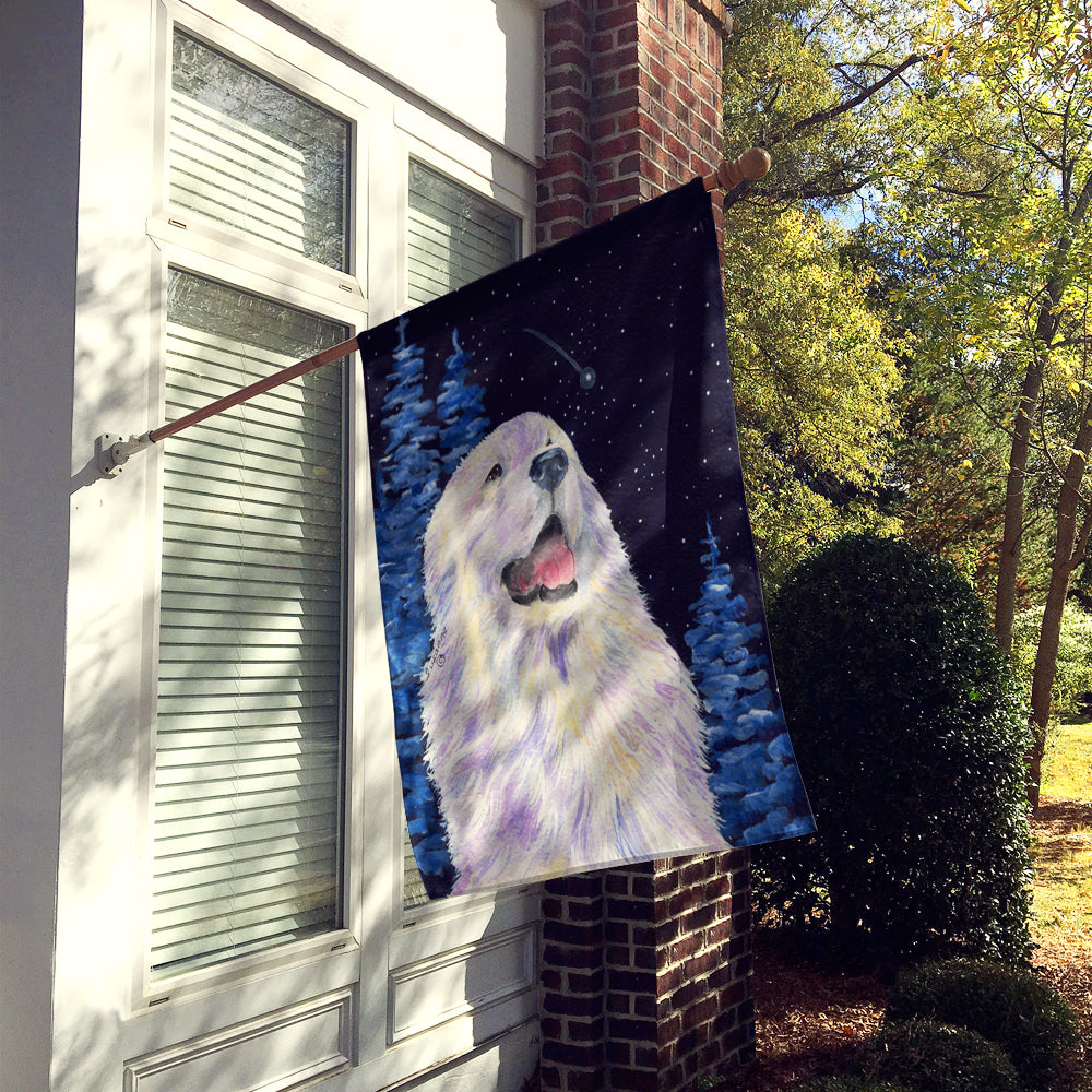 Starry Night Great Pyrenees Flag Canvas House Size  the-store.com.