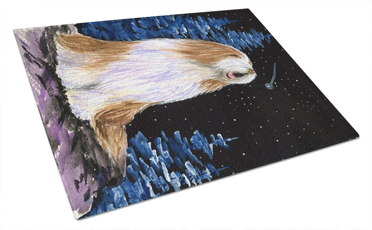 Starry Night Bearded Collie Glass Cutting Board Large by Caroline&#39;s Treasures