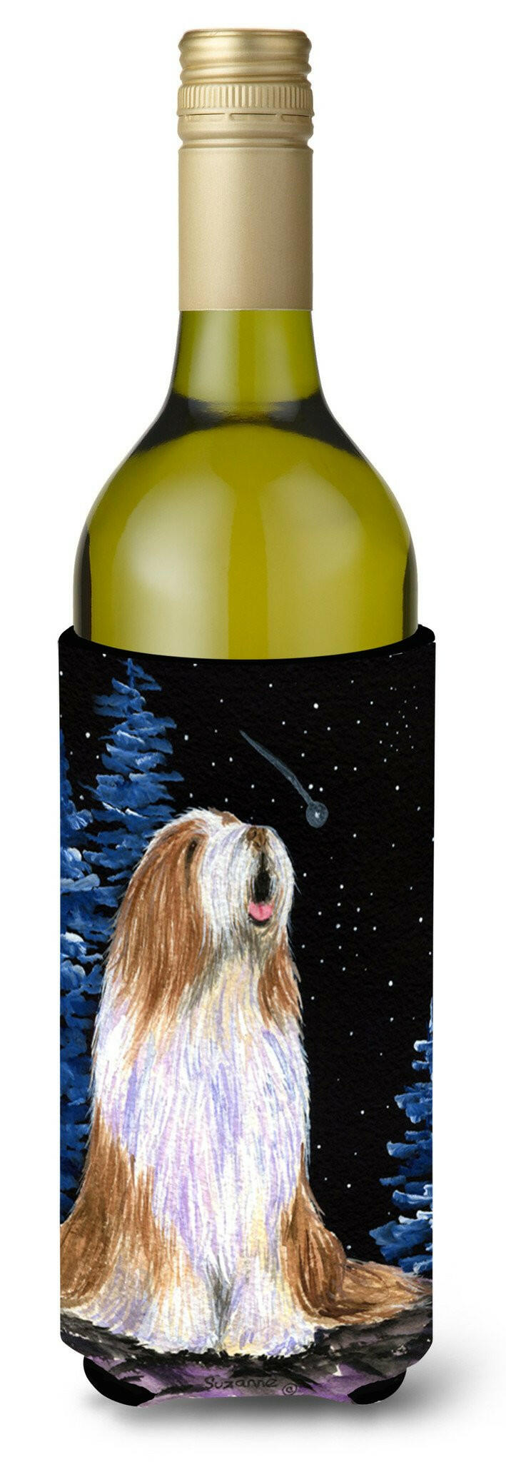 Starry Night Bearded Collie Wine Bottle Beverage Insulator Beverage Insulator Hugger SS8467LITERK by Caroline&#39;s Treasures