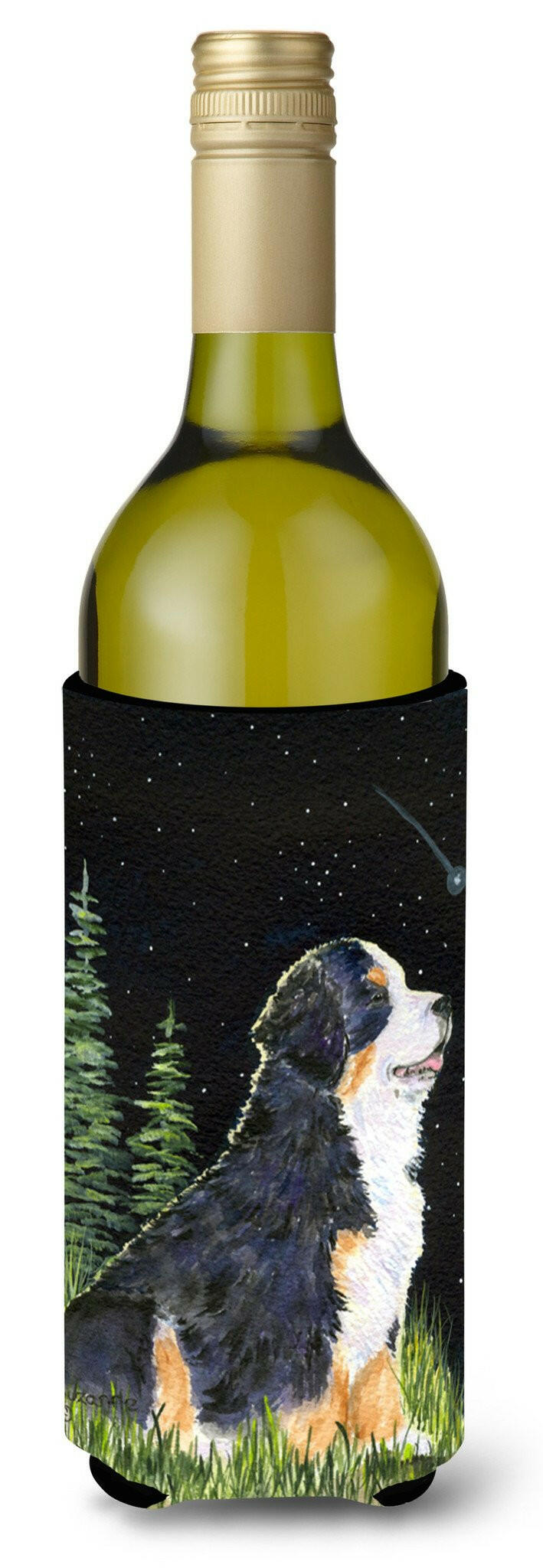 Starry Night Bernese Mountain Dog Wine Bottle Beverage Insulator Beverage Insulator Hugger SS8468LITERK by Caroline&#39;s Treasures
