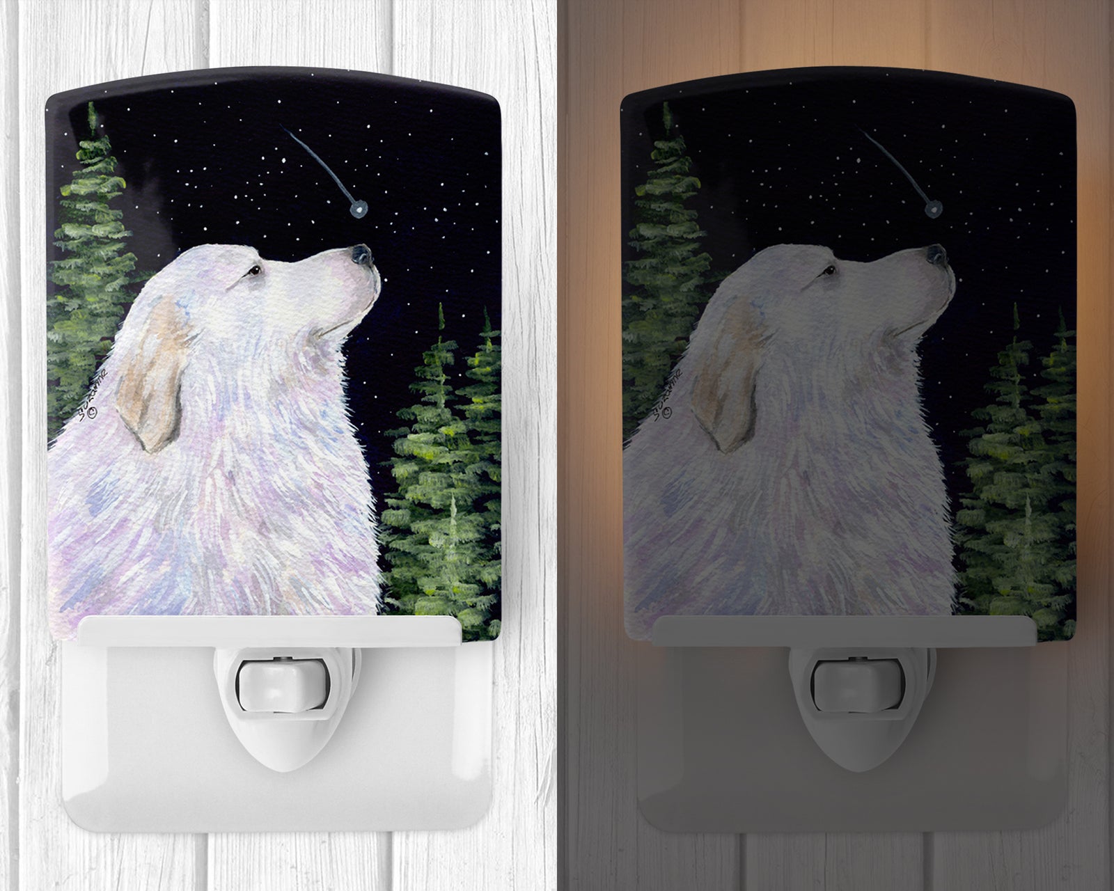 Caroline's Treasures Starry Night Great Pyrenees Ceramic Night Light SS8470CNL