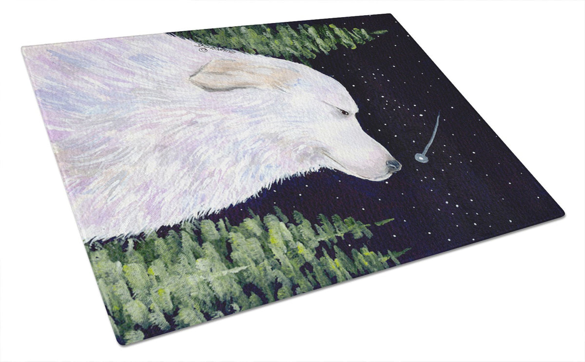 Starry Night Great Pyrenees Glass Cutting Board Large by Caroline&#39;s Treasures
