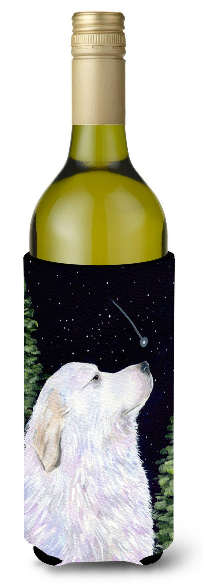 Starry Night Great Pyrenees Wine Bottle Beverage Insulator Beverage Insulator Hugger SS8470LITERK by Caroline&#39;s Treasures