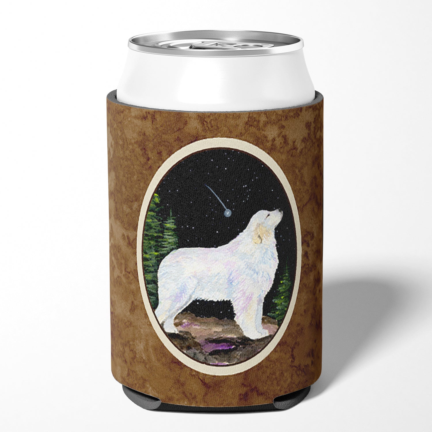 Starry Night Great Pyrenees Can or Bottle Beverage Insulator Hugger.