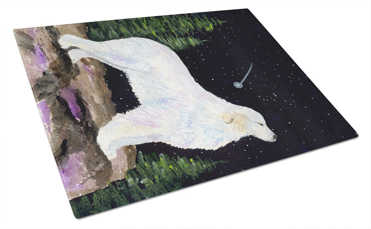 Starry Night Great Pyrenees Glass Cutting Board Large by Caroline&#39;s Treasures