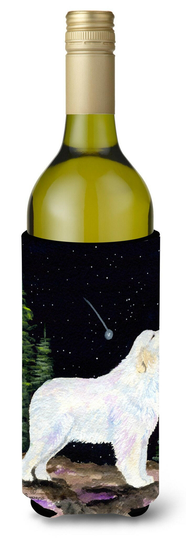 Starry Night Great Pyrenees Wine Bottle Beverage Insulator Beverage Insulator Hugger SS8471LITERK by Caroline&#39;s Treasures