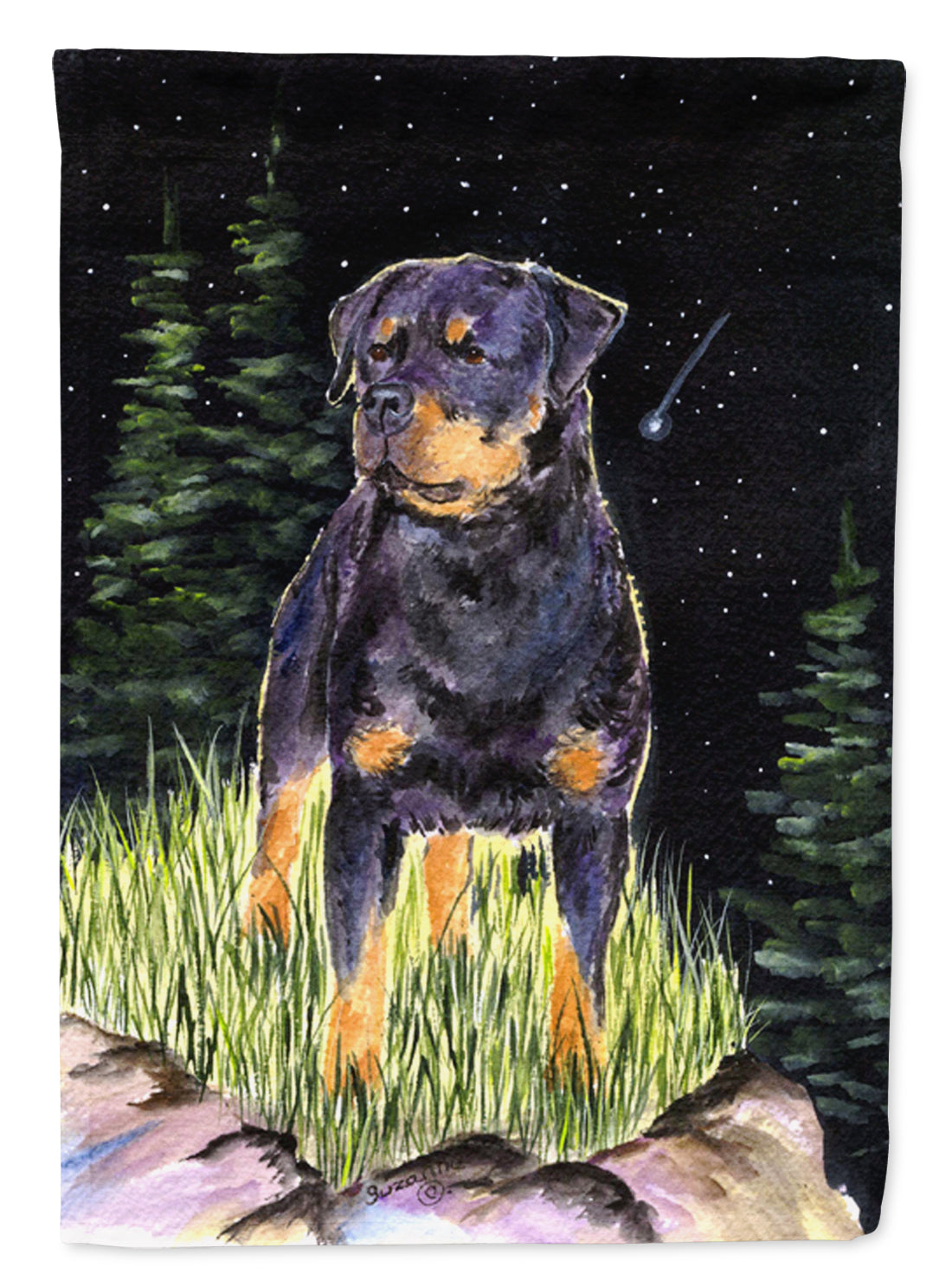 Starry Night Rottweiler Flag Canvas House Size  the-store.com.