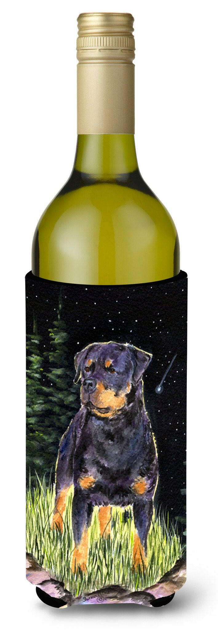 Starry Night Rottweiler Wine Bottle Beverage Insulator Beverage Insulator Hugger by Caroline&#39;s Treasures