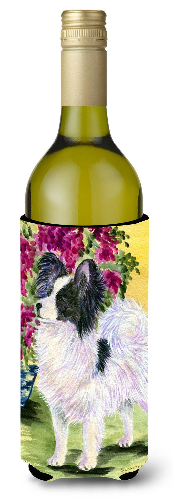 Papillon Wine Bottle Beverage Insulator Beverage Insulator Hugger SS8477LITERK by Caroline&#39;s Treasures
