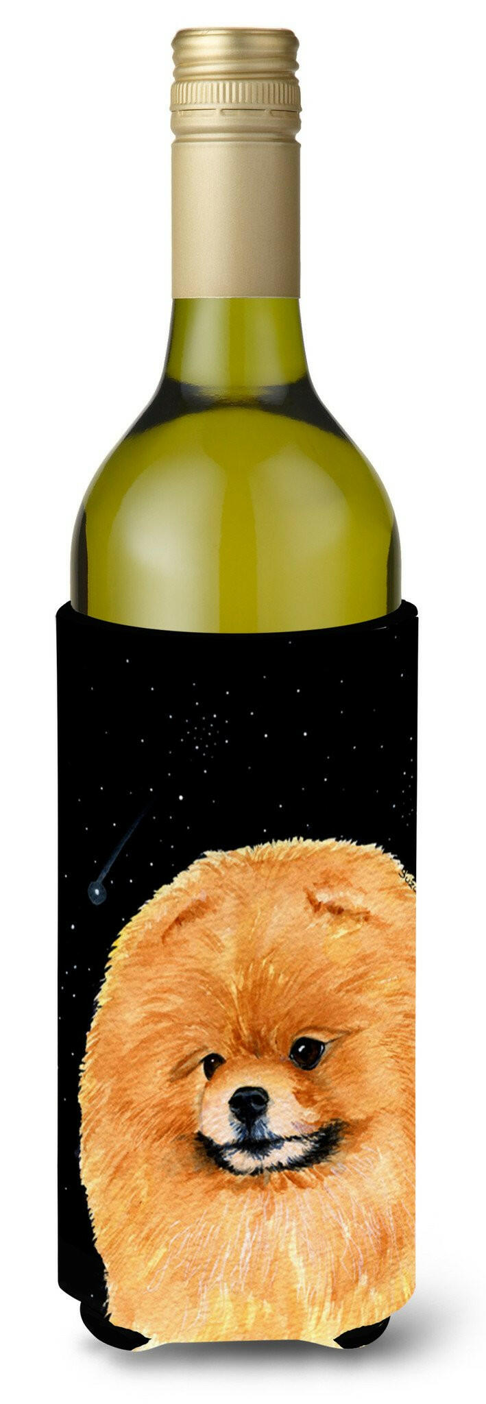 Starry Night Pomeranian Wine Bottle Beverage Insulator Beverage Insulator Hugger SS8481LITERK by Caroline&#39;s Treasures