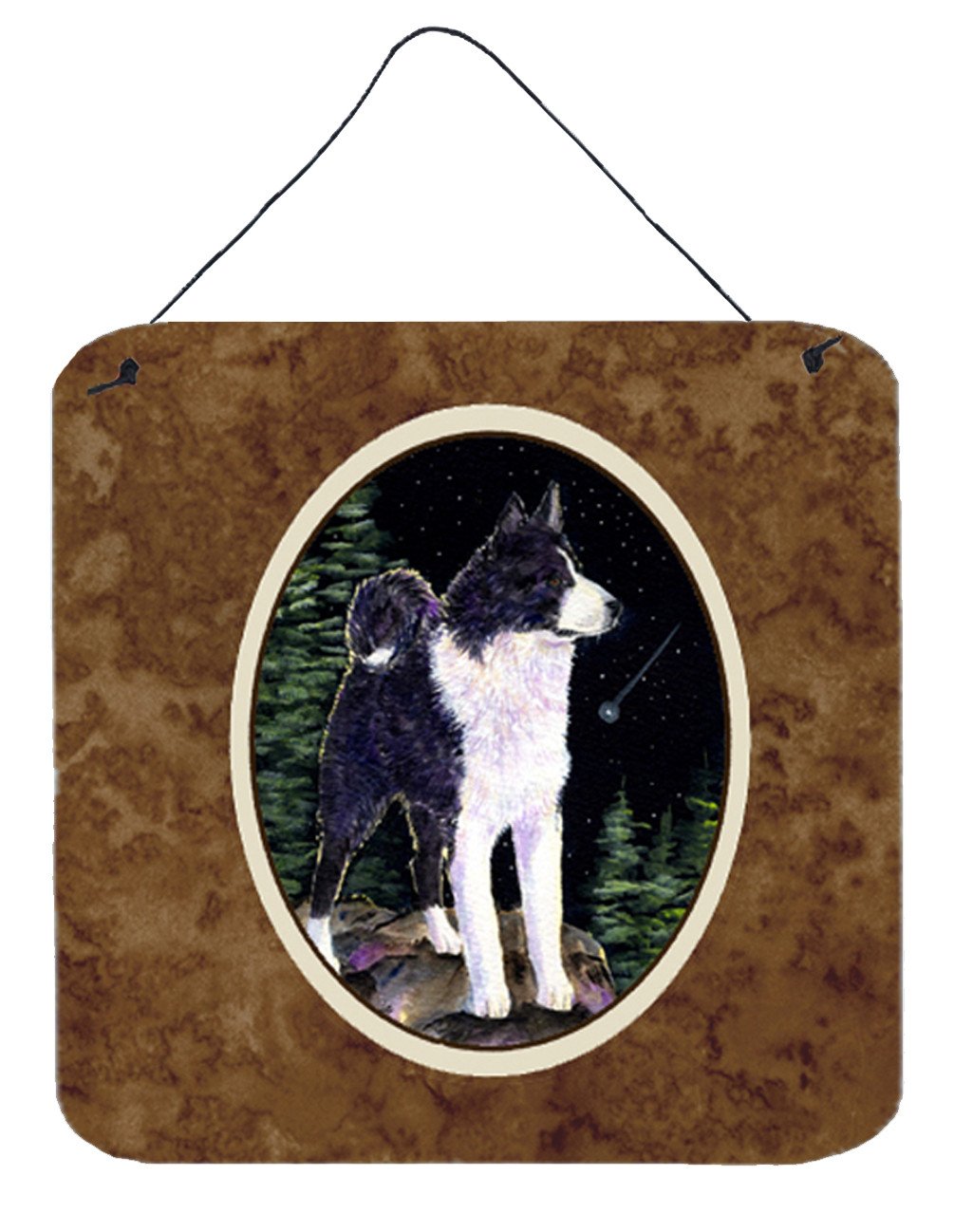 Starry Night Karelian Bear Dog Aluminium Metal Wall or Door Hanging Prints by Caroline&#39;s Treasures