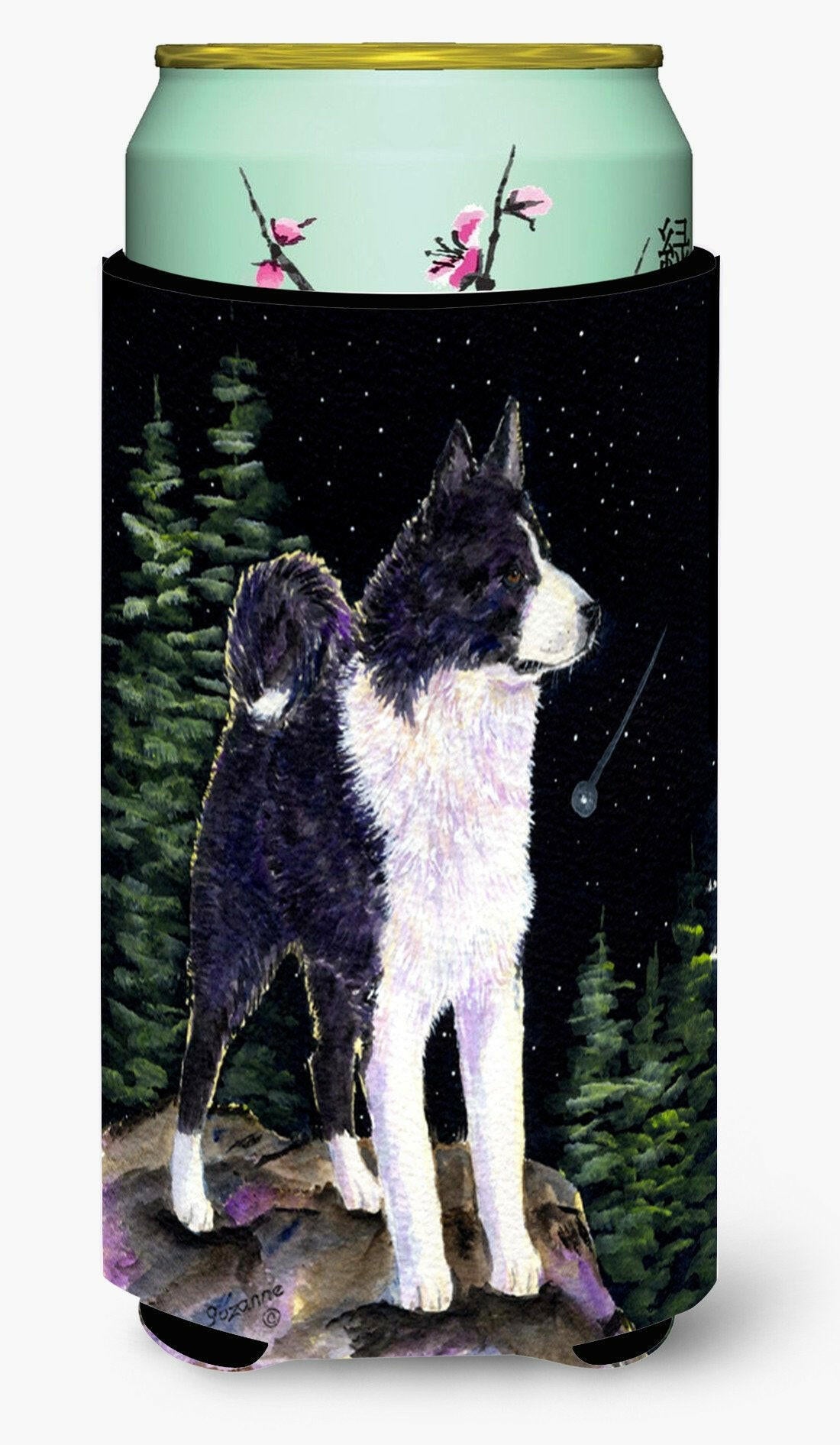 Starry Night Karelian Bear Dog  Tall Boy Beverage Insulator Beverage Insulator Hugger by Caroline&#39;s Treasures