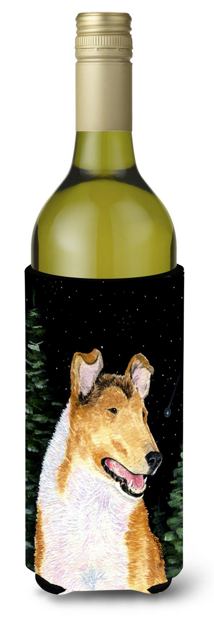 Starry Night Collie Smooth Wine Bottle Beverage Insulator Beverage Insulator Hugger by Caroline&#39;s Treasures