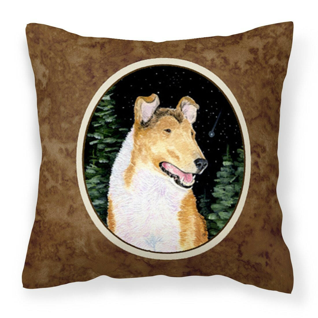 Starry Night Collie Smooth Fabric Decorative Pillow SS8484PW1414 by Caroline&#39;s Treasures