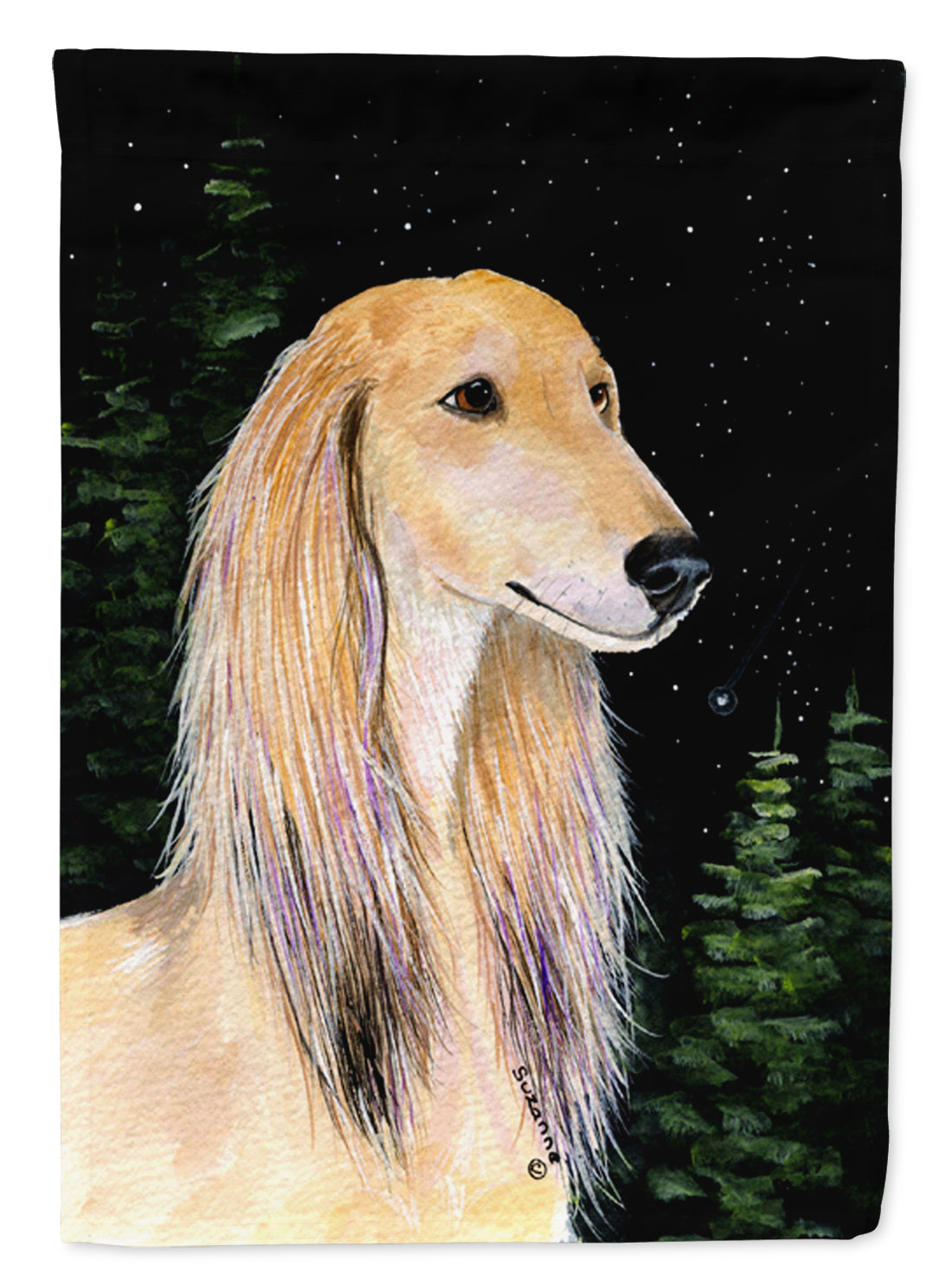 Starry Night Saluki Flag Canvas House Size  the-store.com.