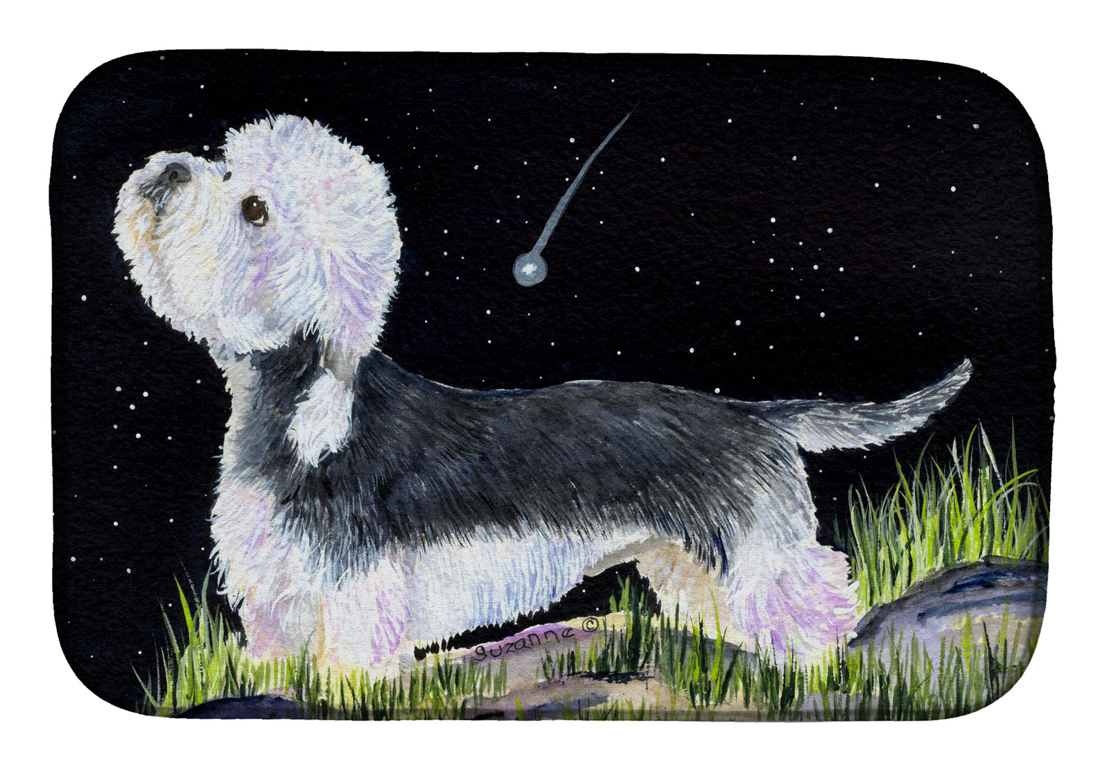 Starry Night Dandie Dinmont Terrier Dish Drying Mat SS8486DDM  the-store.com.