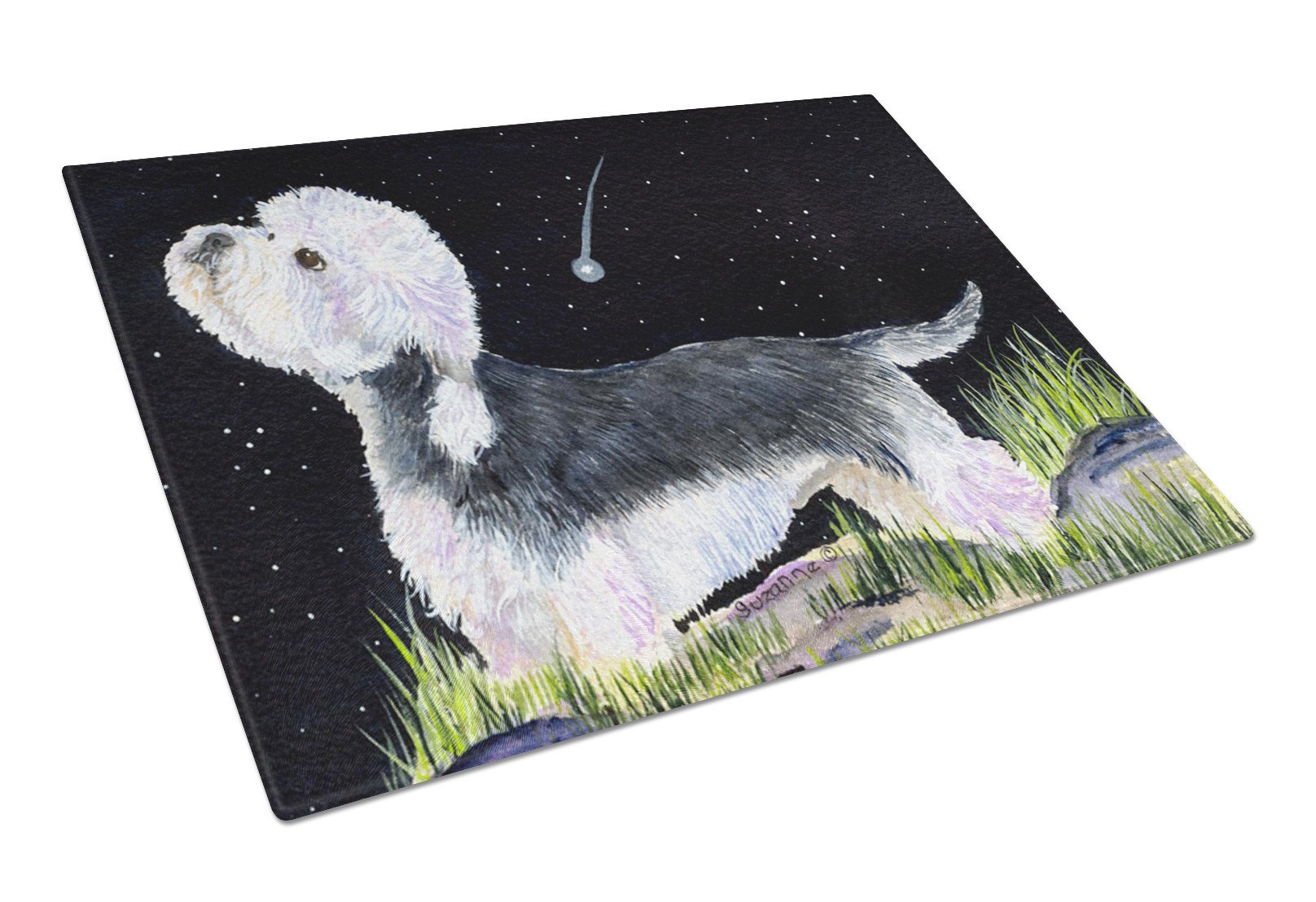 Starry Night Dandie Dinmont Terrier Glass Cutting Board Large by Caroline's Treasures