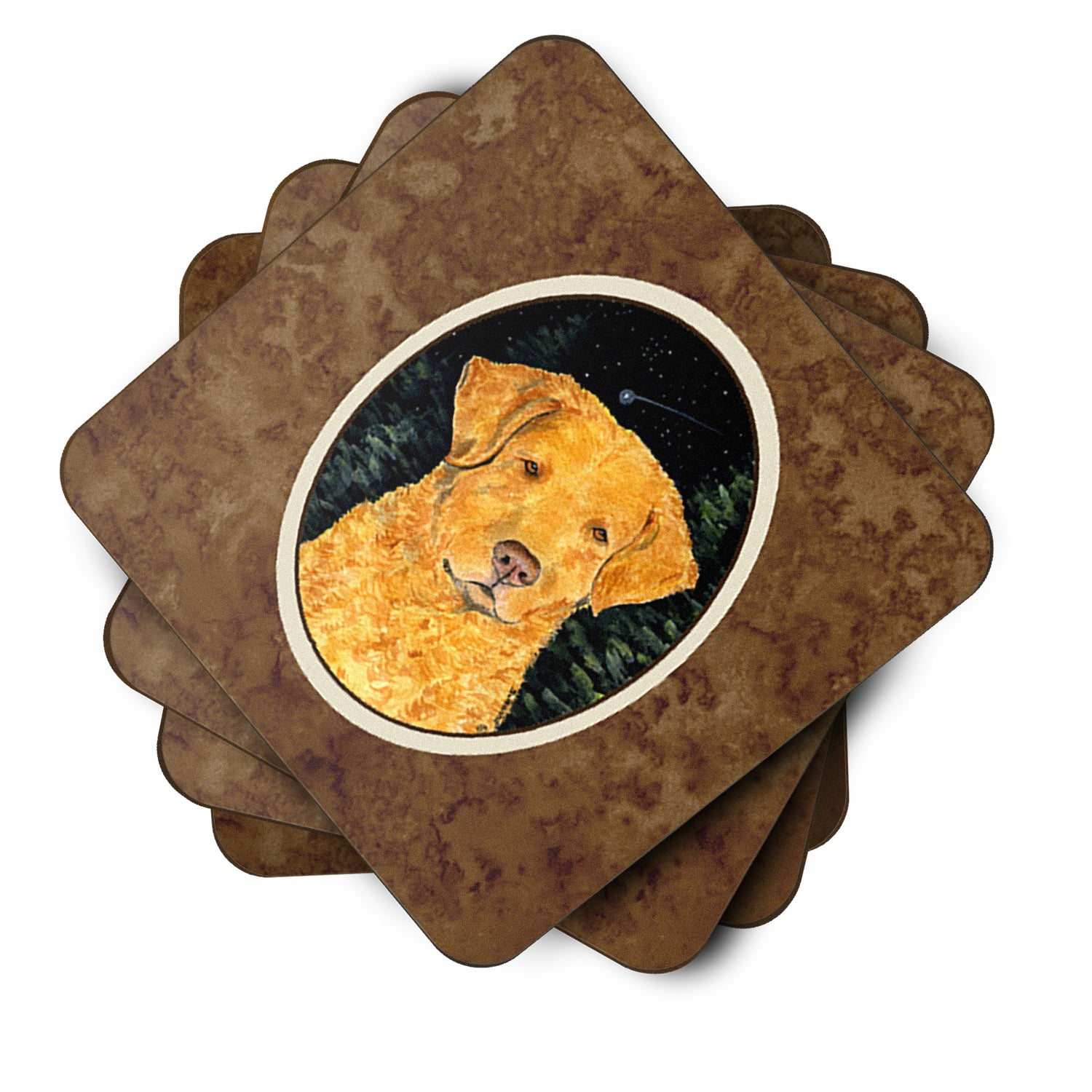 Caroline's Treasures Starry Night Chesapeake Bay Retriever Coasters - Set of 4 Lightweight Foam, Absorbent Drink Coasters