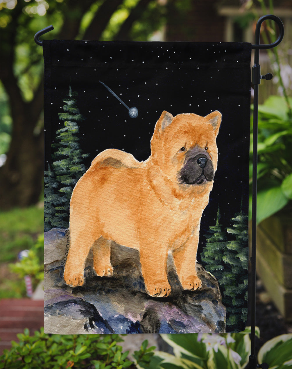 Starry Night Chow Chow Flag Garden Size.