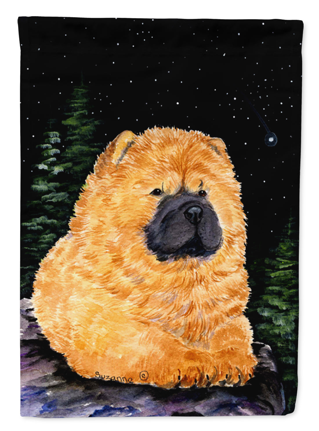 Starry Night Chow Chow Drapeau Toile Maison Taille