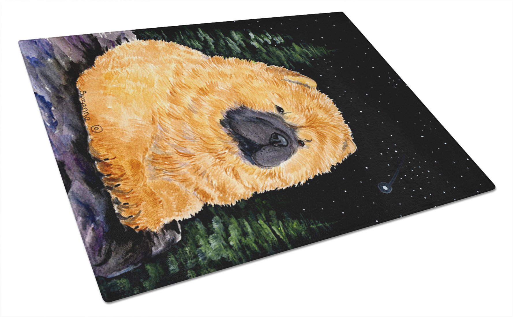 Starry Night Chow Chow Glass Cutting Board Large by Caroline's Treasures