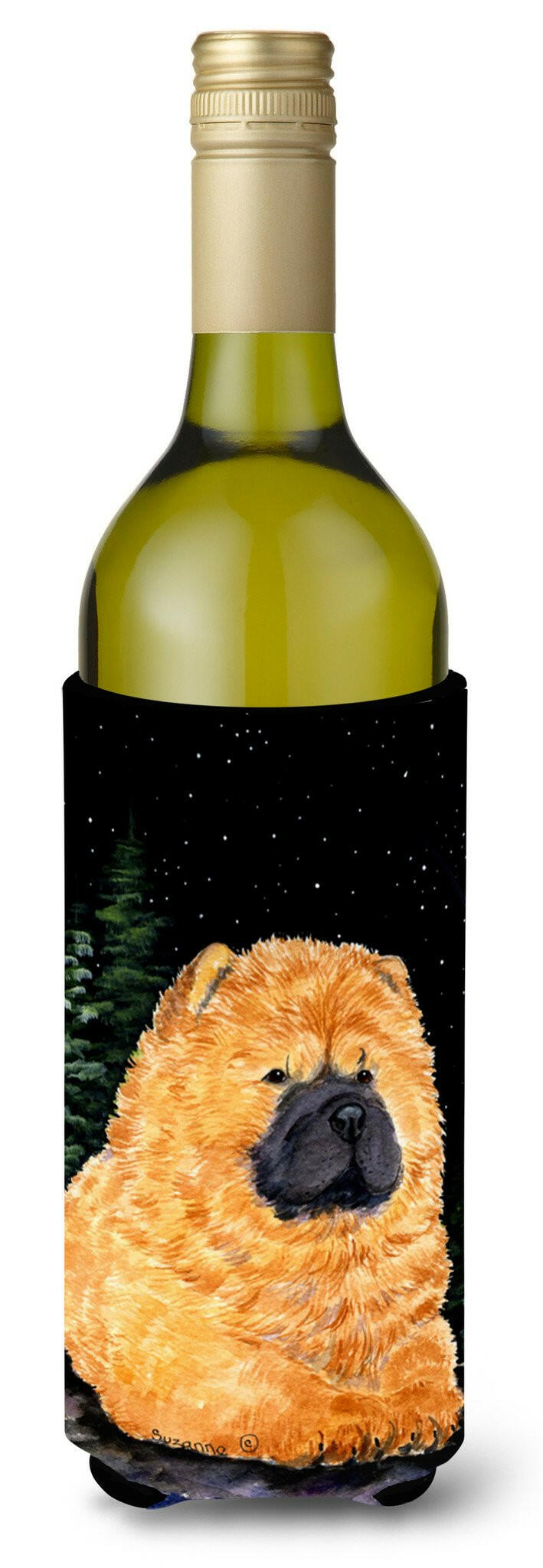 Starry Night Chow Chow Wine Bottle Beverage Insulator Beverage Insulator Hugger SS8489LITERK by Caroline&#39;s Treasures