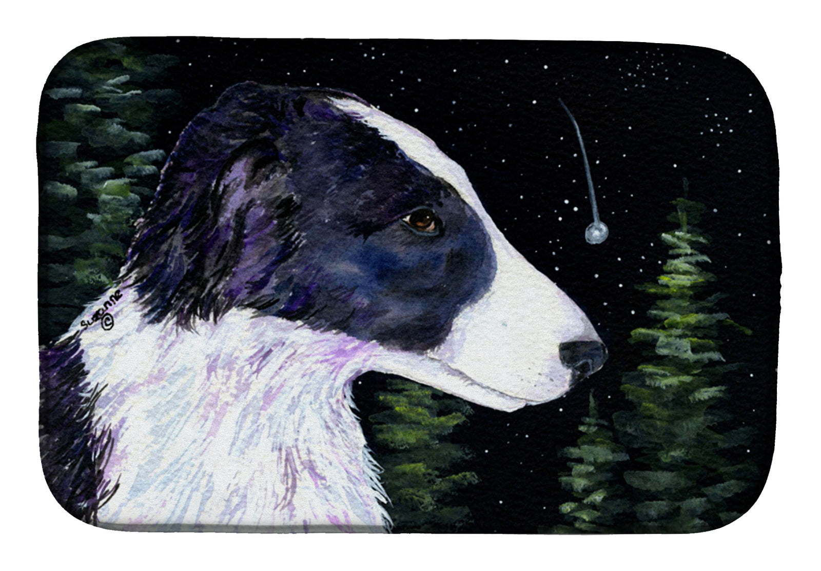 Starry Night Border Collie Dish Drying Mat SS8490DDM  the-store.com.
