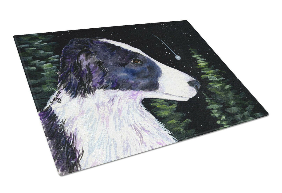 Starry Night Border Collie Glass Cutting Board Large by Caroline&#39;s Treasures