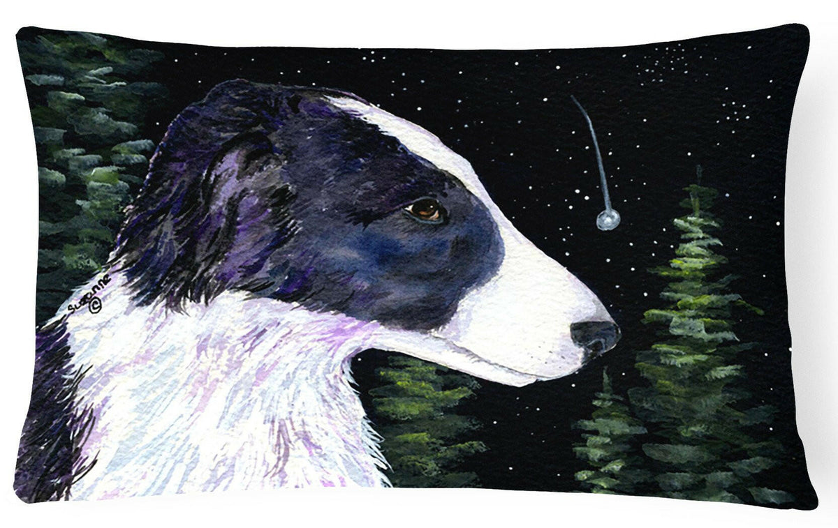 Starry Night Border Collie Decorative   Canvas Fabric Pillow by Caroline&#39;s Treasures