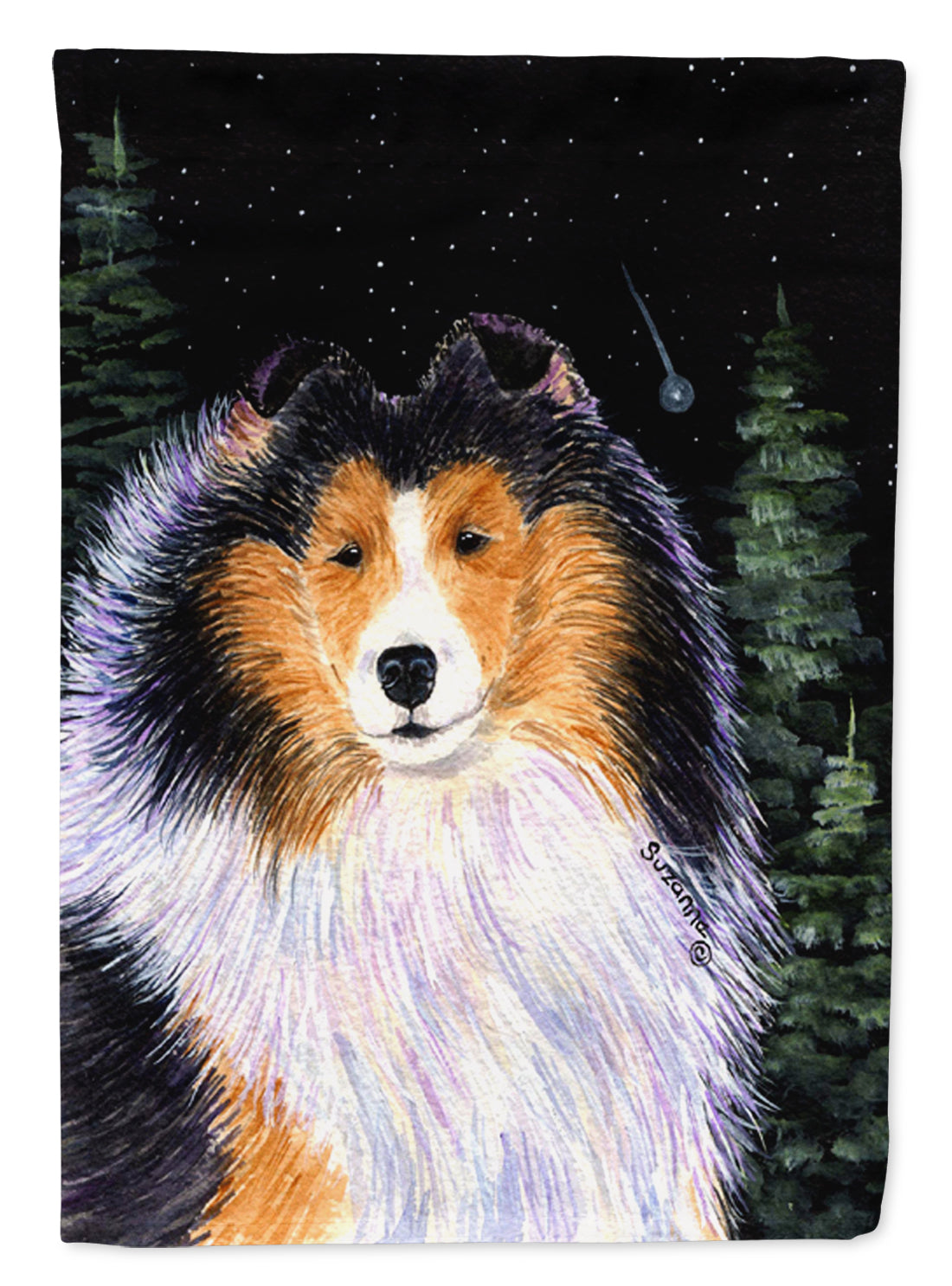 Starry Night Collie Flag Canvas House Size  the-store.com.