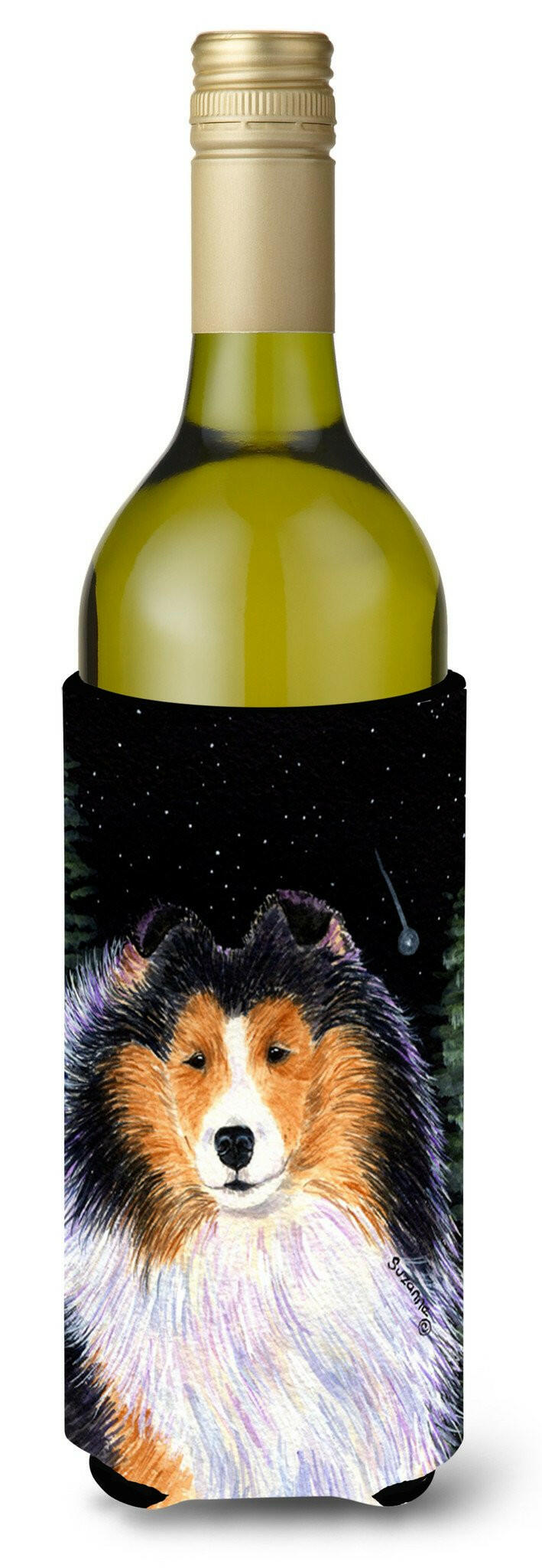 Starry Night Collie Wine Bottle Beverage Insulator Beverage Insulator Hugger by Caroline&#39;s Treasures