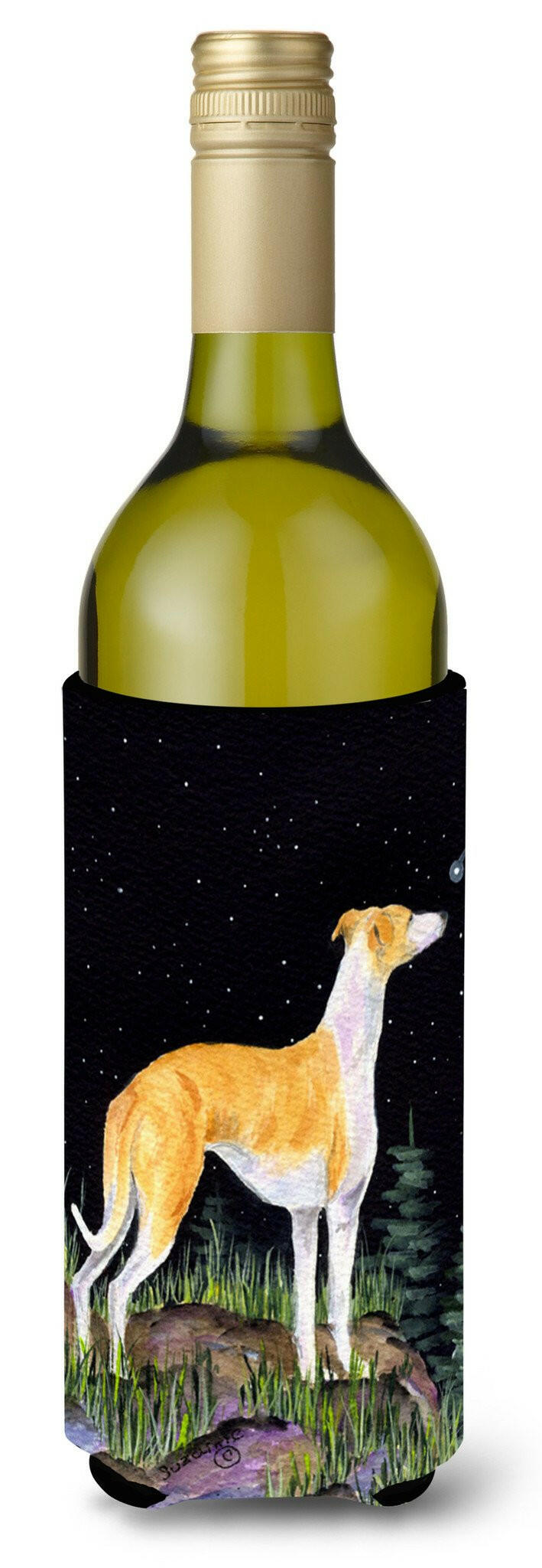 Starry Night Whippet Wine Bottle Beverage Insulator Beverage Insulator Hugger by Caroline&#39;s Treasures