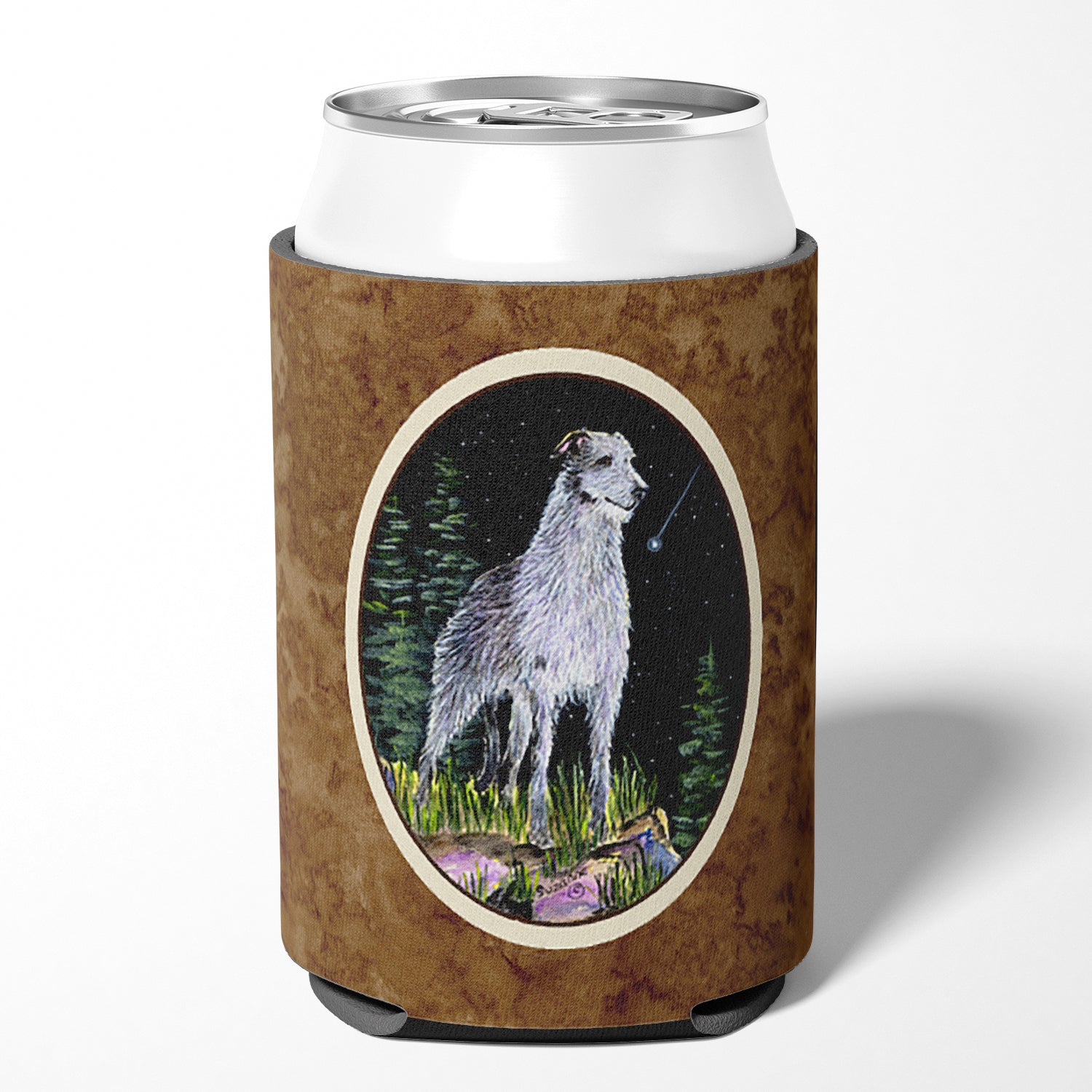 Starry Night Scottish Deerhound  Can or Bottle Beverage Insulator Hugger.