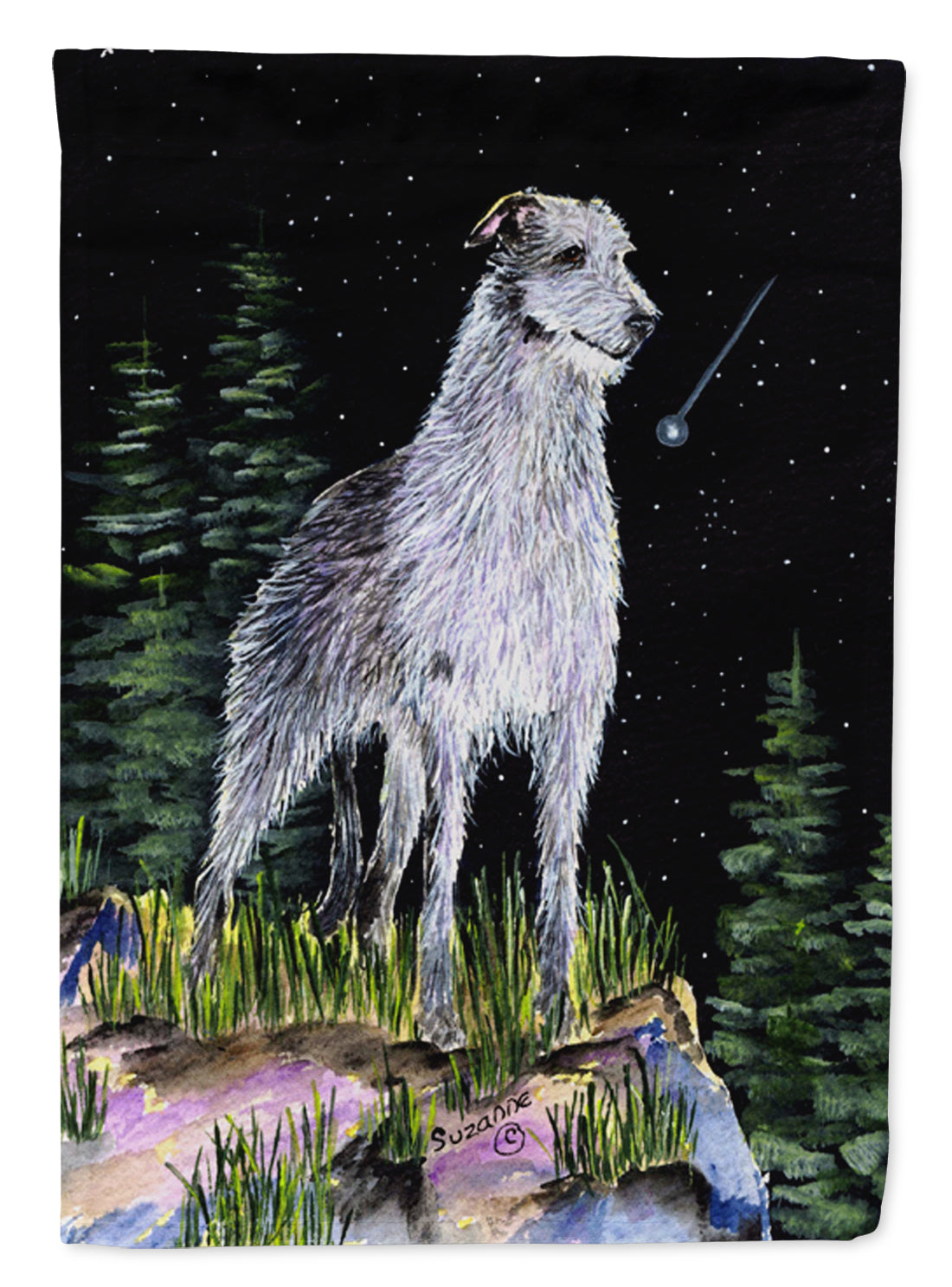 Starry Night Scottish Deerhound Drapeau Jardin Taille