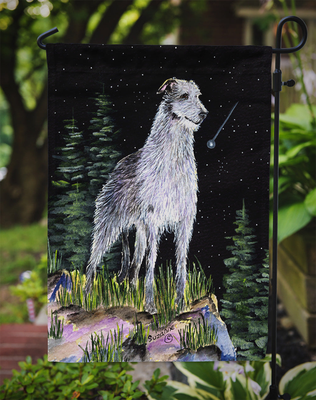 Starry Night Scottish Deerhound Drapeau Jardin Taille