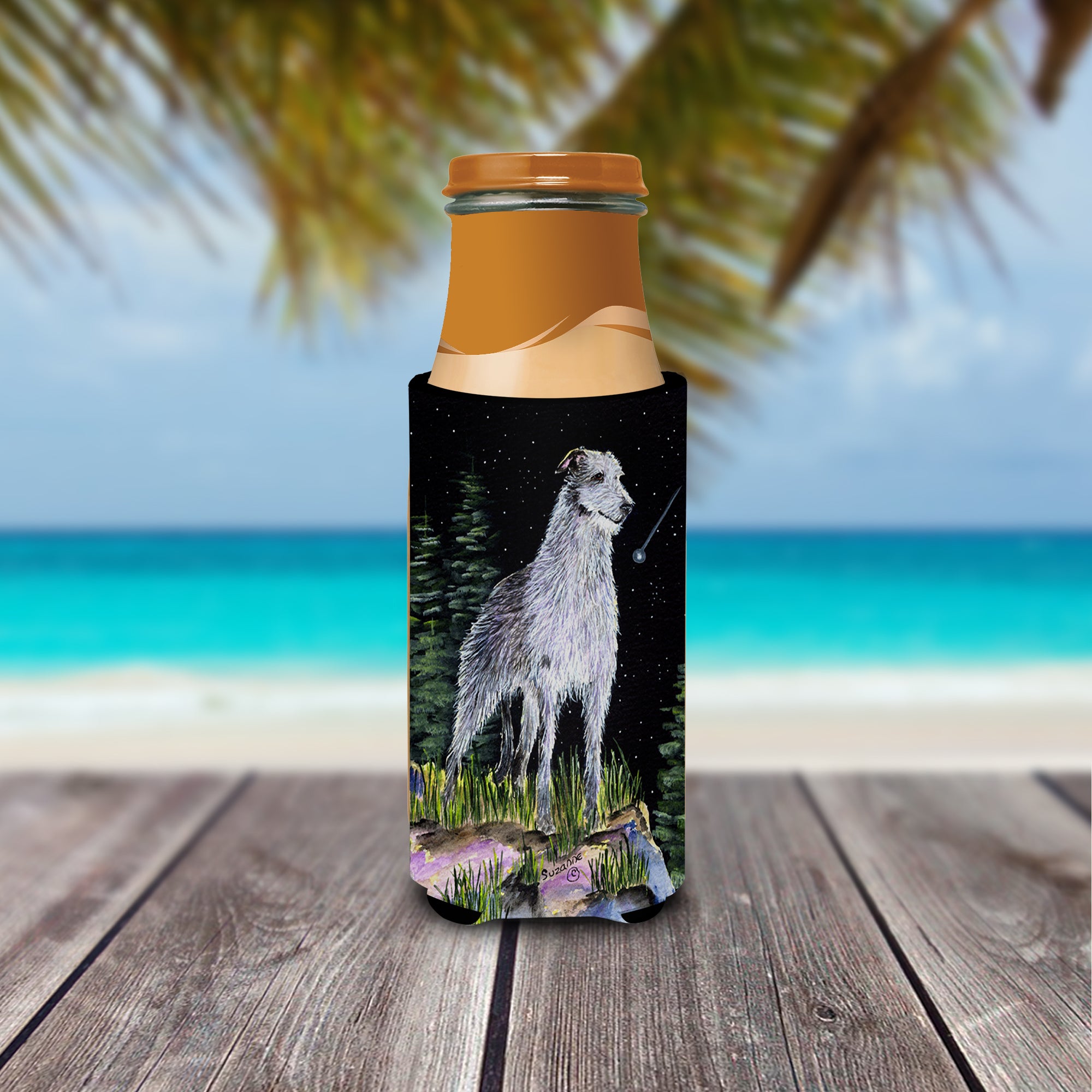 Starry Night Scottish Deerhound Ultra Beverage Insulators for slim cans SS8493MUK.