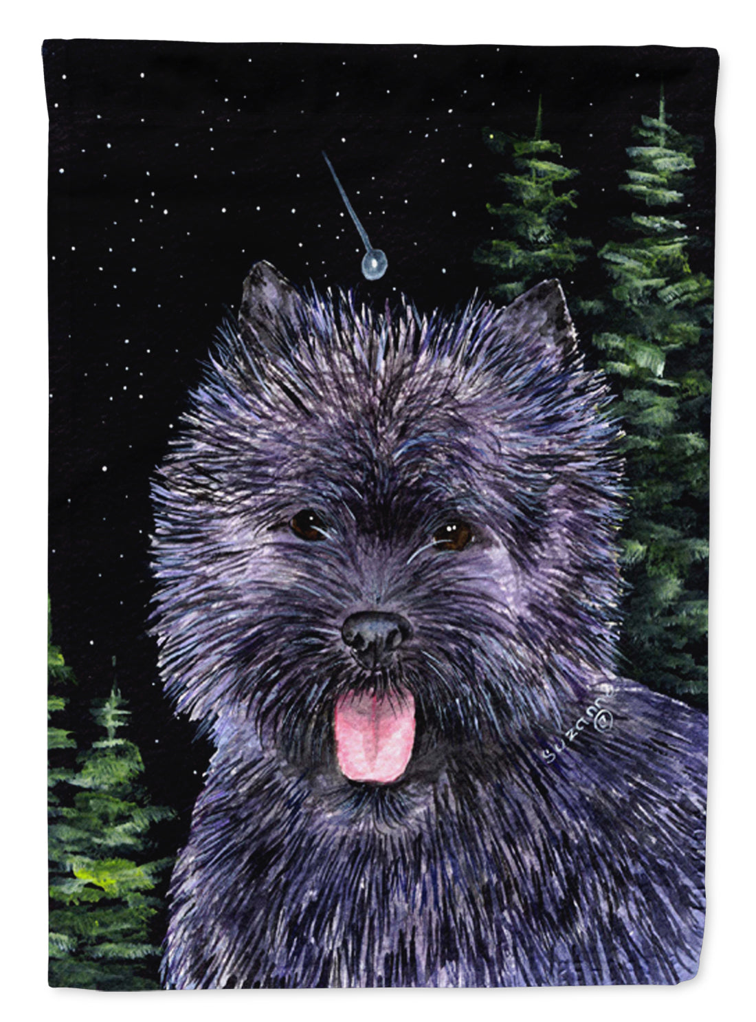 Starry Night Cairn Terrier Flag Canvas House Size
