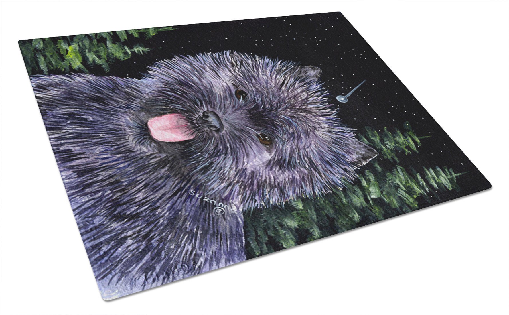 Starry Night Cairn Terrier Glass Cutting Board Large by Caroline's Treasures