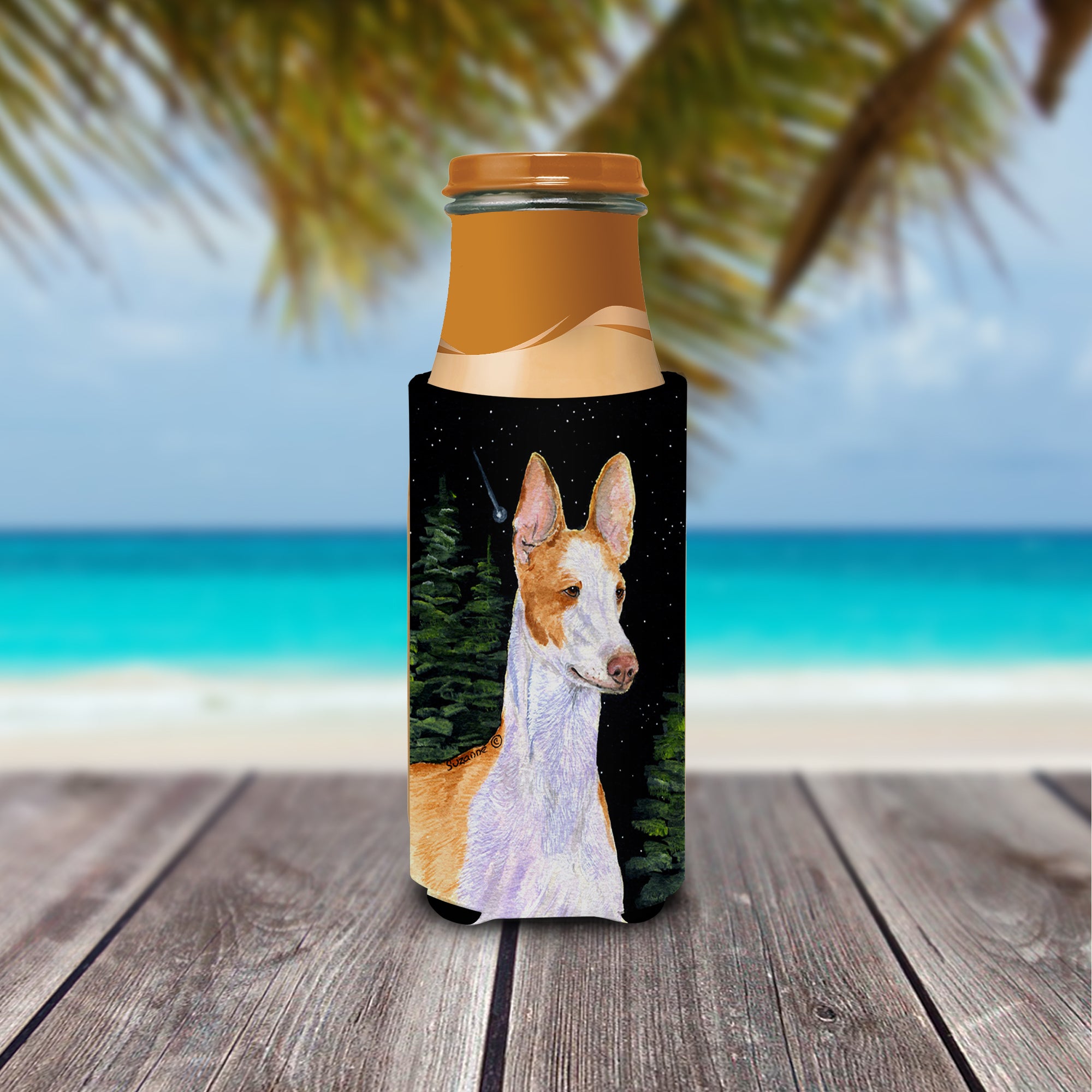 Starry Night Ibizan Hound Ultra Beverage Insulators for slim cans SS8495MUK