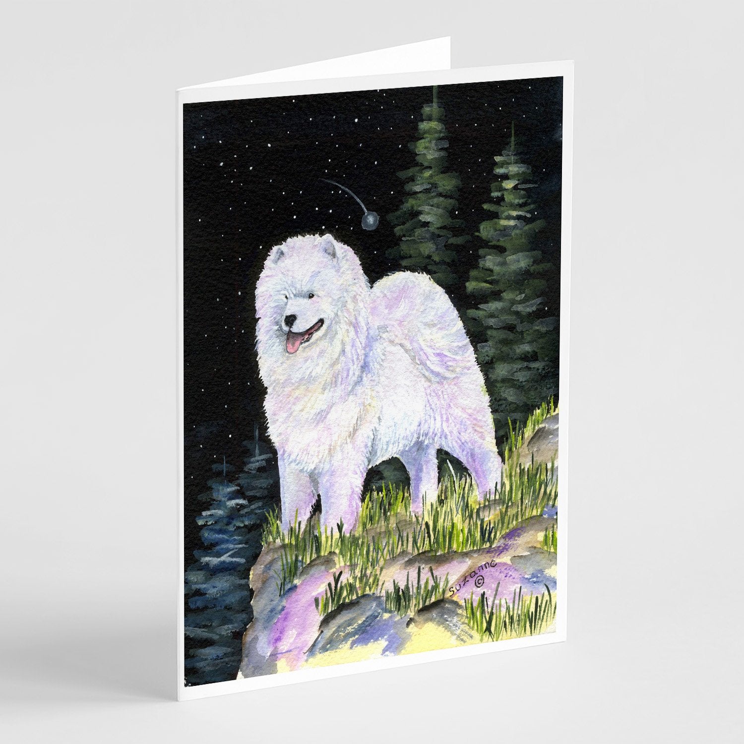Buy this Starry Night Samoyed Greeting Cards and Envelopes Pack of 8