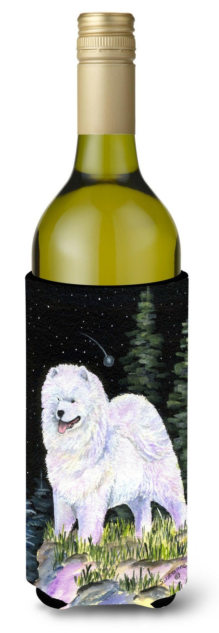 Starry Night Samoyed Wine Bottle Beverage Insulator Beverage Insulator Hugger SS8498LITERK by Caroline&#39;s Treasures