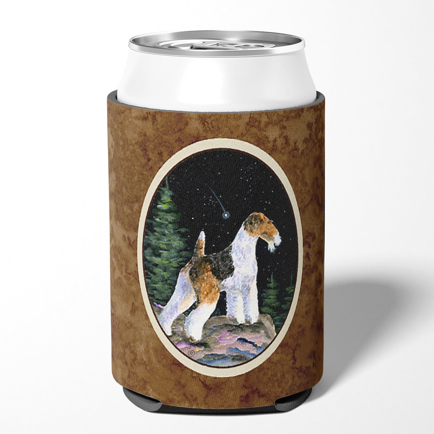 Starry Night Fox Terrier Can or Bottle Beverage Insulator Hugger.